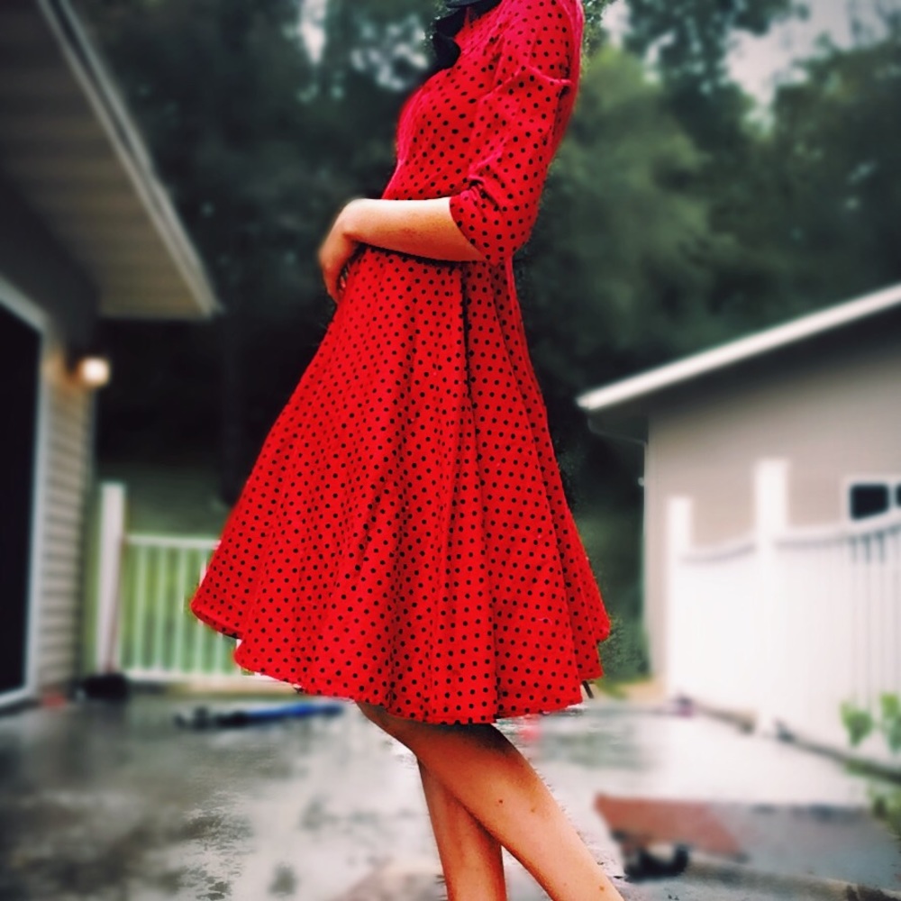 1950s 3/4 sleeve rockabilly dress free petticoat